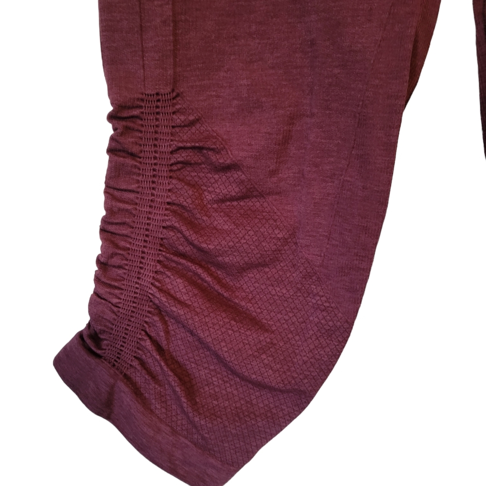 ​Lululemon Flow and Go Ruched Crop Leggings Mulberry Heathered Burgundy Size 10 - Picture 5 of 7